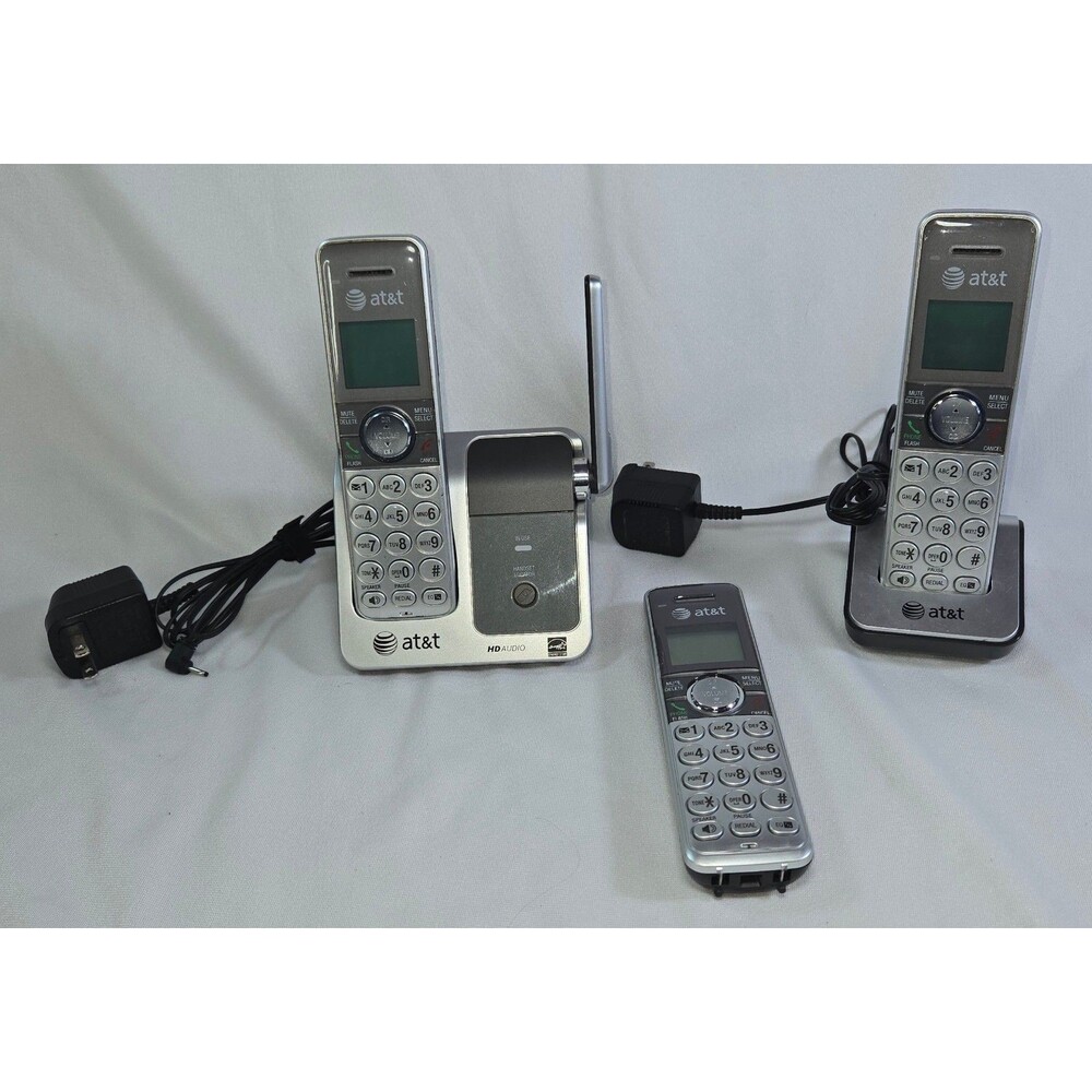 AT&T CL81301 DECT 6.0 Cordless Phone 3 Handsets Main Base Charging Base AC Adapt